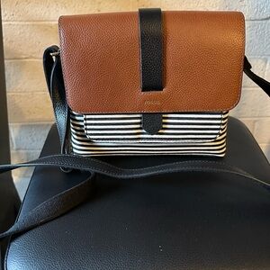 Fossil Brown and Black Striped Kinly Crossbody Bag